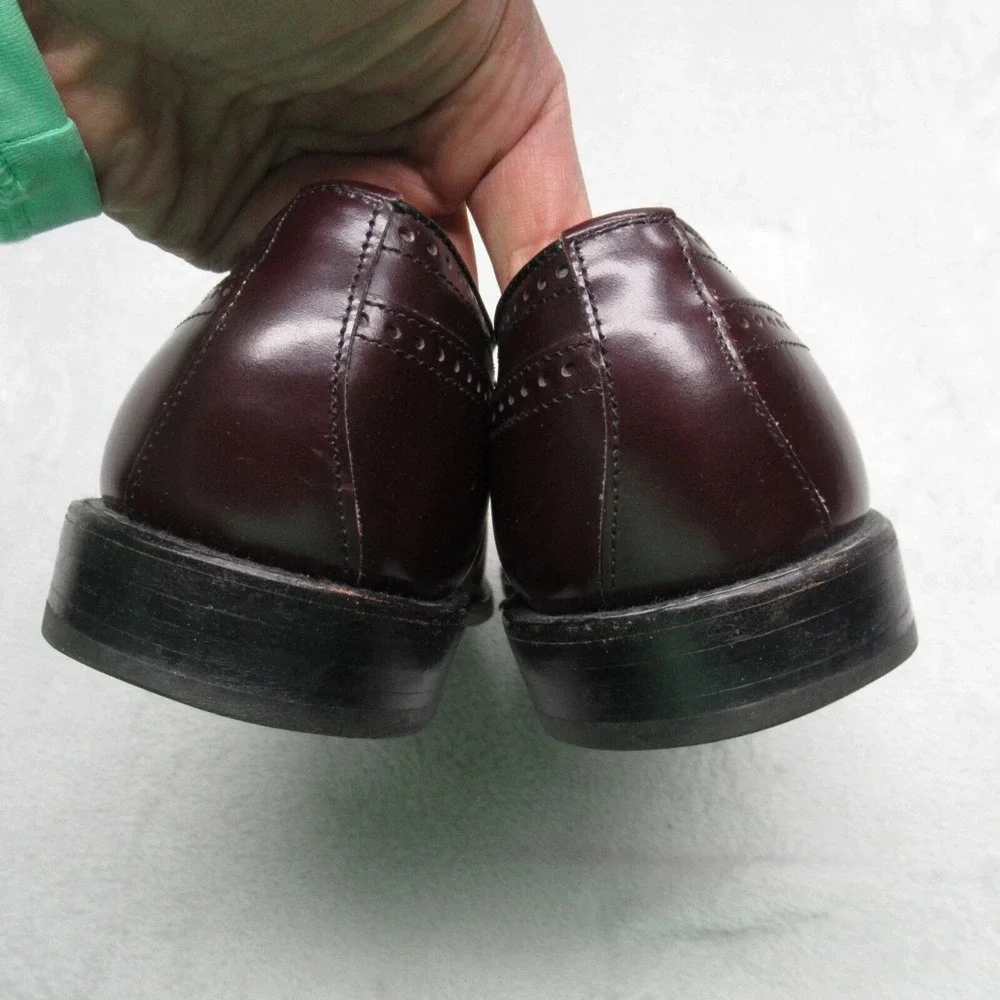 Allen Edmond  Oxford Dress Shoes Men 10 C Burgundy WIngtip Leather Luxe USA Made